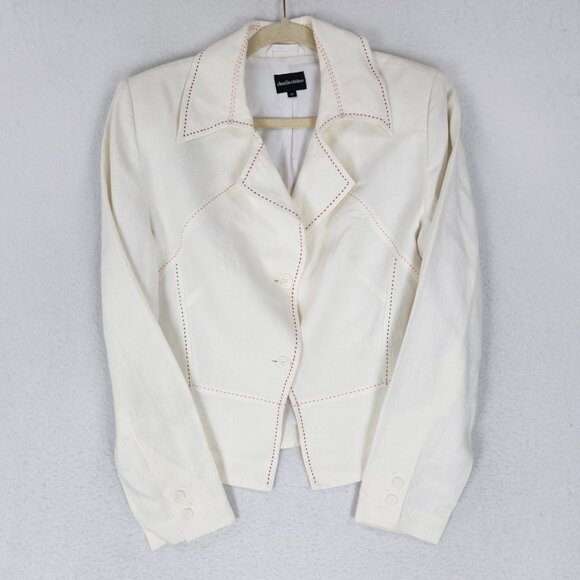 Claudia Strater Jacket Womens EU 42 US 12 Off White Cream Linen Blazer Classic - Picture 1 of 15